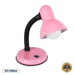 STUDENT PINK 01534 Μοντέρνο Επιτραπέζιο Φωτιστικό Γραφείου Μονόφωτο 1 x E27 Ροζ με Λευκό Μεταλλικό με Διακόπτη ΟN/OFF Καμπάνα Φ12 x Υ32cm