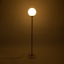 VERSAILLES 01543 Μοντέρνο Επιδαπέδιο Φωτιστικό Μονόφωτο 1 x E27 IP20 Χρυσό Μέταλλο, Λευκό Γυαλί με Γκρι Μάρμαρο - Μ35 x Π35 x Υ170cm