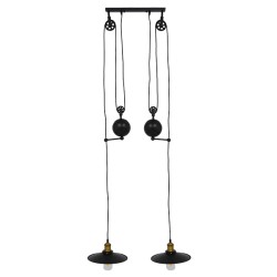 CARILO 01550 Vintage Κρεμαστό Φωτιστικό Οροφής με Ντουί 2 x E27 AC 220-240V IP20 - Μαύρο & Χρυσό - Μ72 x Π26 x Υ120cm