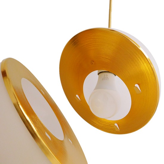 HUDSON 01554 Μοντέρνο Κρεμαστό Φωτιστικό Οροφής με Ντουί 1 x E27 AC 220-240V IP20 - Λευκό & Χρυσό - Μ20 x Π20 x Υ25cm