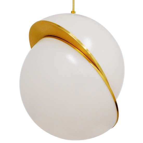 HUDSON 01555 Μοντέρνο Κρεμαστό Φωτιστικό Οροφής με Ντουί 1 x E27 AC 220-240V IP20 - Λευκό & Χρυσό - Μ30 x Π30 x Υ34cm