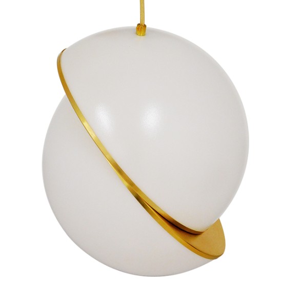 HUDSON 01555 Μοντέρνο Κρεμαστό Φωτιστικό Οροφής με Ντουί 1 x E27 AC 220-240V IP20 - Λευκό & Χρυσό - Μ30 x Π30 x Υ34cm