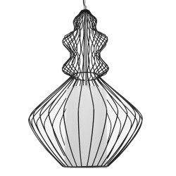 LILY 01558 Vintage Κρεμαστό Φωτιστικό Οροφής με Ντουί 1 x E27 AC 220-240V IP20 - Μαύρο & Λευκό - Μ43 x Π43 x Υ55cm