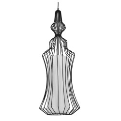 LILY 01559 Vintage Κρεμαστό Φωτιστικό Οροφής με Ντουί 1 x E27 AC 220-240V IP20 - Μαύρο & Λευκό - Μ25 x Π25 x Υ61cm