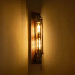 BESPOKE 01565 Vintage Φωτιστικό Τοίχου - Απλίκα με Ντουί 2 x E27 AC 220-240V IP20 - Χάλκινο Εφέ Σκουριάς - Μ10 x Π11 x Υ47cm