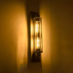 BESPOKE 01566 Vintage Φωτιστικό Τοίχου - Απλίκα με Ντουί 2 x E27 AC 220-240V IP20 - Μπρούτζινο Εφέ Σκουριάς - Μ10 x Π11 x Υ47cm