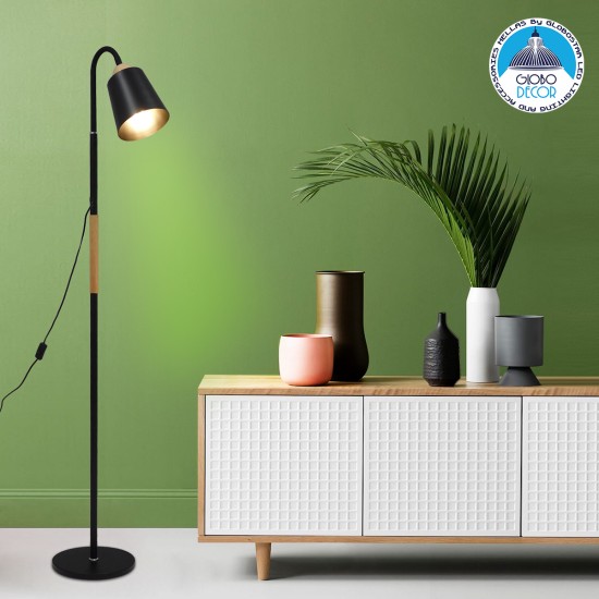 RIBBON 01585 Μοντέρνο Επιδαπέδιο Φωτιστικό Μονόφωτο 1 x E27 IP20 Μαύρο Μέταλλο με Μπεζ Ξύλο - Μ13 x Π13 x Υ164cm RIBBON 01585 Μοντέρνο Επιδαπέδιο Φωτιστικό Μονόφωτο 1 x E27 IP20 Μαύρο Μέταλλο με Μπεζ Ξύλο - Μ13 x Π13 x Υ164cm