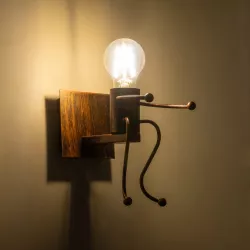 LITTLE MAN 01592 Μοντέρνο Φωτιστικό Τοίχου - Απλίκα με Ντουί 1 x E27 AC 220-240V IP20 - Χάλκινο - Μ12 x Π19 x Υ17cm