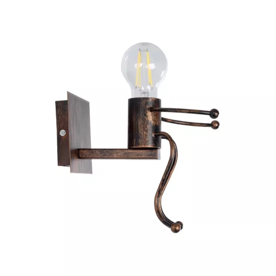 LITTLE MAN 01592 Μοντέρνο Φωτιστικό Τοίχου - Απλίκα με Ντουί 1 x E27 AC 220-240V IP20 - Χάλκινο - Μ12 x Π19 x Υ17cm