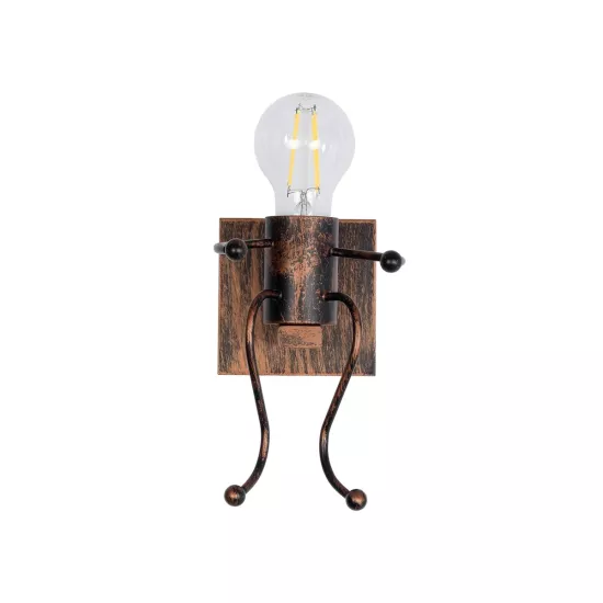 LITTLE MAN 01592 Μοντέρνο Φωτιστικό Τοίχου - Απλίκα με Ντουί 1 x E27 AC 220-240V IP20 - Χάλκινο - Μ12 x Π19 x Υ17cm