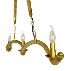 LUXOR 01598 Vintage Κρεμαστό Φωτιστικό Οροφής με Ντουί 3 x E14 AC 220-240V IP20 - Χρυσό & Μπεζ - Μ75 x Π13 x Y18cm