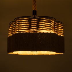 TONDO 01604 Boho Κρεμαστό Φωτιστικό Οροφής με Ντουί 1 x E27 AC 220-240V IP20 - Μπεζ & Μαύρο - Μ38 x Π38 x Y21cm