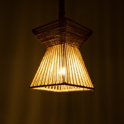 ROUGE 01611 Boho Κρεμαστό Φωτιστικό Οροφής με Ντουί 1 x E27 AC 220-240V IP20 - Μπεζ - Μ21 x Π21 x Y27cm