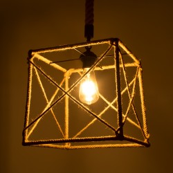 POLISHED 01616 Vintage Κρεμαστό Φωτιστικό Οροφής με Ντουί 1 x E27 AC 220-240V IP20 - Μαύρο & Μπεζ - Μ30 x Π30 x Υ30cm