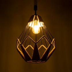 CONICAL 01617 Vintage Κρεμαστό Φωτιστικό Οροφής με Ντουί 1 x E27 AC 220-240V IP20 - Μαύρο & Μπεζ - Μ30 x Π30 x Υ40cm