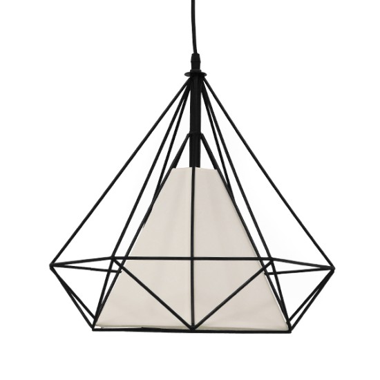 KAIRI 01618 Μοντέρνο Κρεμαστό Φωτιστικό Οροφής με Ντουί 1 x E27 AC 220-240V IP20 - Μαύρο & Λευκό - Μ38 x Π38 x Υ39cm