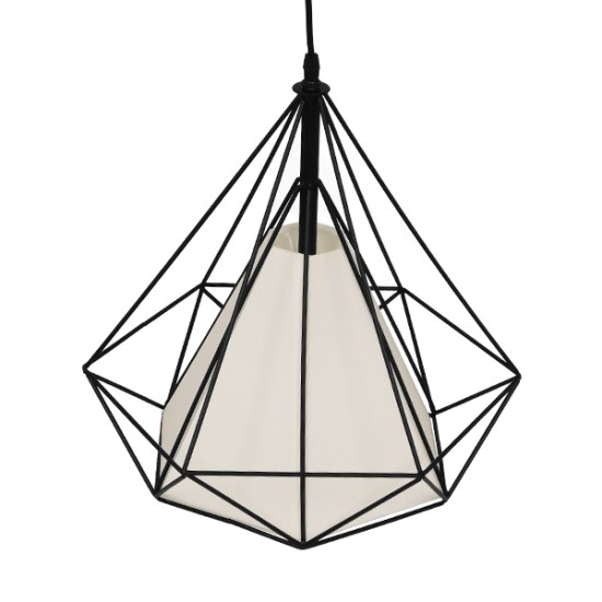 KAIRI 01618 Μοντέρνο Κρεμαστό Φωτιστικό Οροφής με Ντουί 1 x E27 AC 220-240V IP20 - Μαύρο & Λευκό - Μ38 x Π38 x Υ39cm