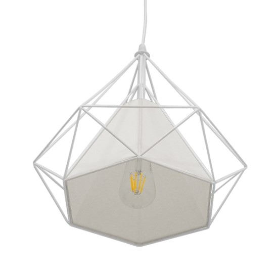 KAIRI 01619 Μοντέρνο Κρεμαστό Φωτιστικό Οροφής με Ντουί 1 x E27 AC 220-240V IP20 - Λευκό - Μ38 x Π38 x Υ39cm