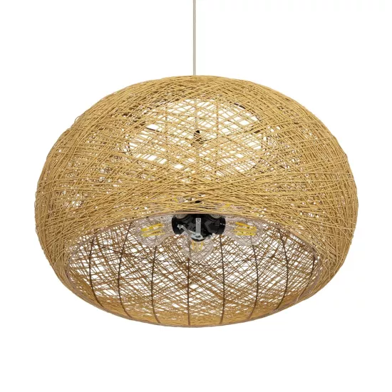 FIJI INCASS 01628 Vintage Κρεμαστό Φωτιστικό Οροφής με Ντουί 5 x E27 AC 220-240V IP20 - Μπεζ - Μ60 x Π60 x Υ29cm