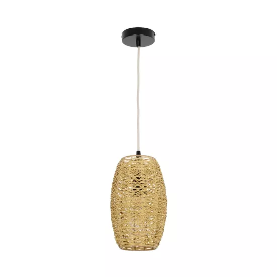 INCASS 01631 Vintage Κρεμαστό Φωτιστικό Οροφής με Ντουί 1 x E27 AC 220-240V IP20 - Μπεζ - Μ15 x Π15 x Υ25cm