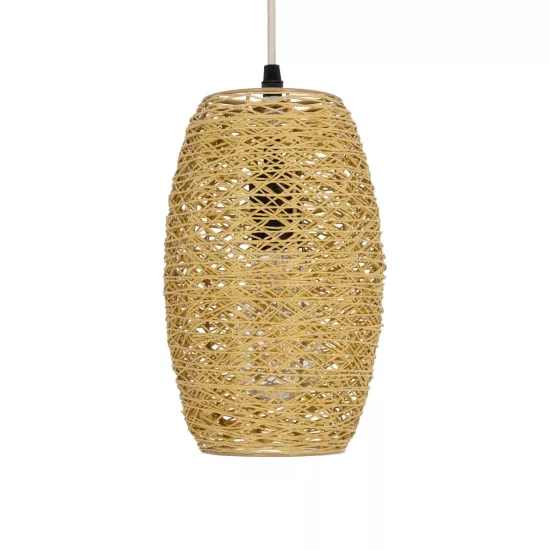 INCASS 01631 Vintage Κρεμαστό Φωτιστικό Οροφής με Ντουί 1 x E27 AC 220-240V IP20 - Μπεζ - Μ15 x Π15 x Υ25cm