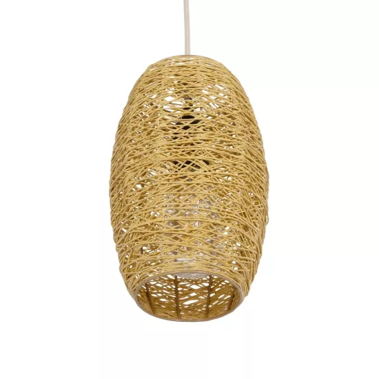 INCASS 01631 Vintage Κρεμαστό Φωτιστικό Οροφής με Ντουί 1 x E27 AC 220-240V IP20 - Μπεζ - Μ15 x Π15 x Υ25cm