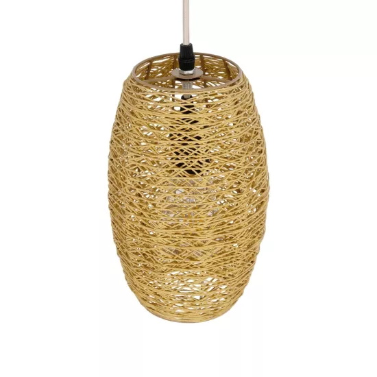 INCASS 01631 Vintage Κρεμαστό Φωτιστικό Οροφής με Ντουί 1 x E27 AC 220-240V IP20 - Μπεζ - Μ15 x Π15 x Υ25cm