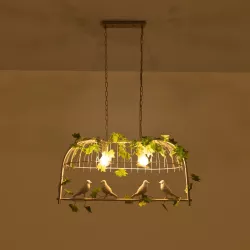 NEST 01644 Vintage Κρεμαστό Φωτιστικό Οροφής με Ντουί 2 x E27 AC 220-240V IP20 - Λευκό & Πράσινο - Μ73.6 x Π37.5 x Y38cm