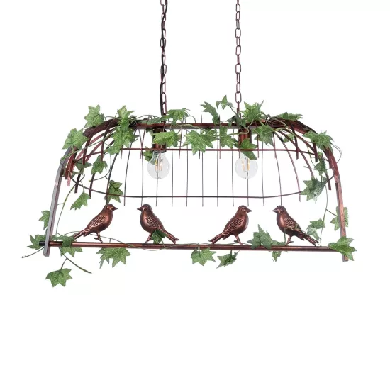 NEST 01645 Vintage Κρεμαστό Φωτιστικό Οροφής με Ντουί 2 x E27 AC 220-240V IP20 - Χάλκινο & Πράσινο - Μ73.6 x Π37.5 x Y38.5cm