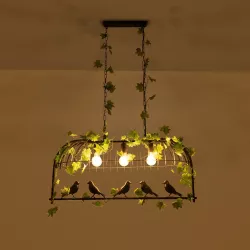 NEST 01646 Vintage Κρεμαστό Φωτιστικό Οροφής με Ντουί 3 x E27 AC 220-240V IP20 - Μαύρο & Πράσινο - Μ86 x Π38 x Y37cm