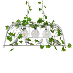 NEST 01647 Vintage Κρεμαστό Φωτιστικό Οροφής με Ντουί 3 x E27 AC 220-240V IP20 - Λευκό & Πράσινο - Μ86 x Π38 x Y37cm