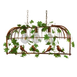 NEST 01648 Vintage Κρεμαστό Φωτιστικό Οροφής με Ντουί 3 x E27 AC 220-240V IP20 - Χάλκινο & Πράσινο - Μ85.5 x Π37.5 x Y38cm