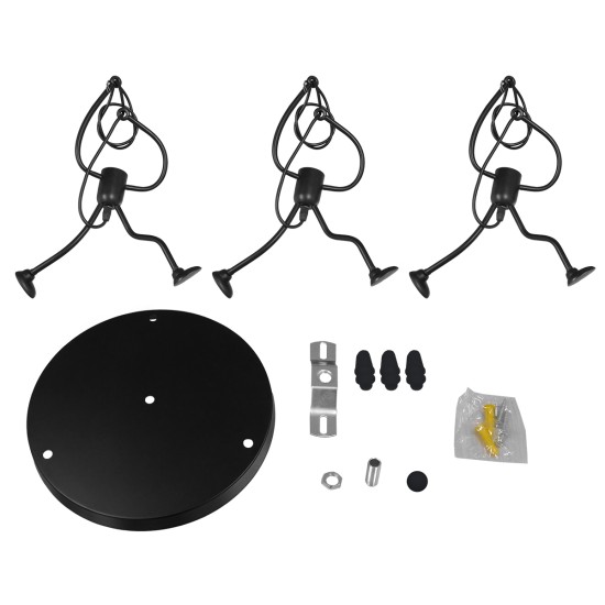FIGURE 10001655 Παιδικό Κρεμαστό Φωτιστικό Φιγούρα Τρίφωτο 3 x E27 IP20 Μαύρο Μέταλλο - Μ45 x Π45 x Υ40cm