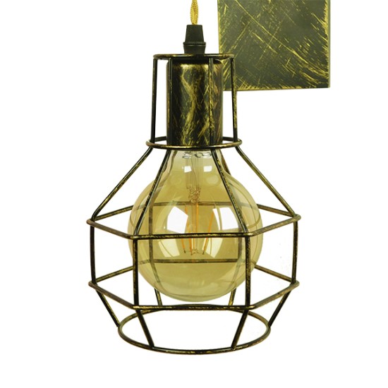 RYDON 01659 Vintage Φωτιστικό Τοίχου - Απλίκα με Ντουί 1 x E27 AC 220-240V IP20 - Μπρούτζινο Εφέ Σκουριάς - Μ15 x Π24 x Υ70cm