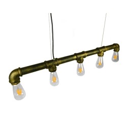 CANAL 01669 Vintage Κρεμαστό Φωτιστικό Οροφής με Ντουί 5 x E27 AC 220-240V IP20 - Μπρούτζινο - Μ92 x Π5 x Y8cm