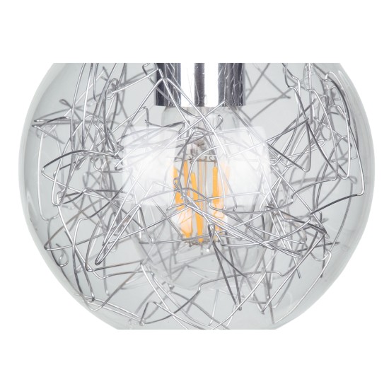 LAMP 01676 Μοντέρνο Κρεμαστό Φωτιστικό Φιγούρα Μονόφωτο 1 x E27 IP20 Ασημί Μέταλλο με Διάφανο Γυαλί - Μ15 x Π15 x Υ27cm LAMP 01676 Μοντέρνο Κρεμαστό Φωτιστικό Φιγούρα Μονόφωτο 1 x E27 IP20 Ασημί Μέταλλο με Διάφανο Γυαλί - Μ15 x Π15 x Υ27cm