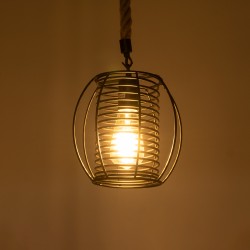 ORVAL 01689 Μοντέρνο Κρεμαστό Φωτιστικό Οροφής με Ντουί 1 x E27 AC 220-240V IP20 - Μαύρο & Μπεζ - Μ20 x Π20 x Υ20cm