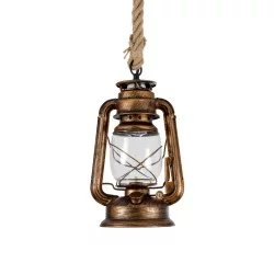 BARBAROSSA 01706 Vintage Κρεμαστό Φωτιστικό Οροφής με Ντουί 1 x E27 AC 220-240V IP20 - Χάλκινο Εφέ Σκουριάς - Μ18 x Π18 x Υ28cm