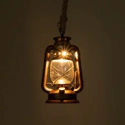 BARBAROSSA 01706 Vintage Κρεμαστό Φωτιστικό Οροφής με Ντουί 1 x E27 AC 220-240V IP20 - Χάλκινο Εφέ Σκουριάς - Μ18 x Π18 x Υ28cm