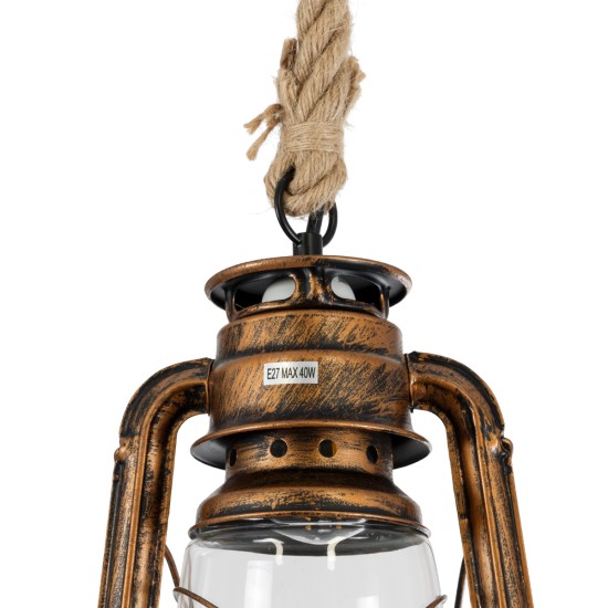 BARBAROSSA 01706 Vintage Κρεμαστό Φωτιστικό Οροφής με Ντουί 1 x E27 AC 220-240V IP20 - Χάλκινο Εφέ Σκουριάς - Μ18 x Π18 x Υ28cm