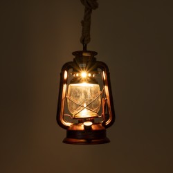 BARBAROSSA 01707 Vintage Κρεμαστό Φωτιστικό Οροφής με Ντουί 1 x E27 AC 220-240V IP20 - Χάλκινο - Μ18 x Π18 x Υ28cm