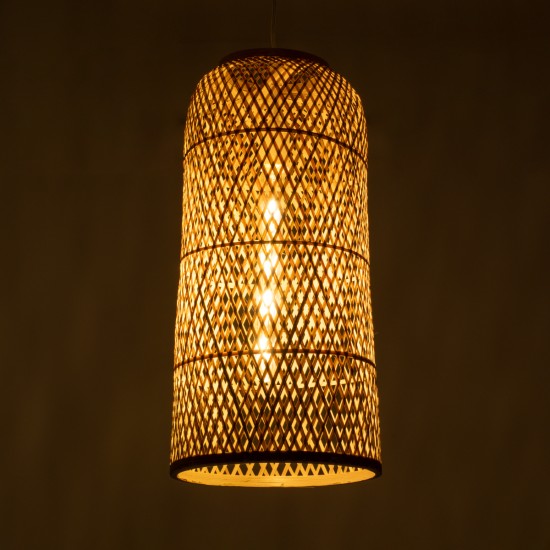 CALERO 01710 Boho Κρεμαστό Πλέγμα Μονόφωτο 1 x E27 IP20 Μπεζ Ξύλο - Μ25 x Π25 x Υ50cm CALERO 01710 Boho Κρεμαστό Πλέγμα Μονόφωτο 1 x E27 IP20 Μπεζ Ξύλο - Μ25 x Π25 x Υ50cm