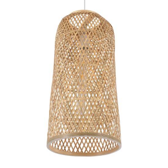 CALERO 01710 Boho Κρεμαστό Πλέγμα Μονόφωτο 1 x E27 IP20 Μπεζ Ξύλο - Μ25 x Π25 x Υ50cm CALERO 01710 Boho Κρεμαστό Πλέγμα Μονόφωτο 1 x E27 IP20 Μπεζ Ξύλο - Μ25 x Π25 x Υ50cm