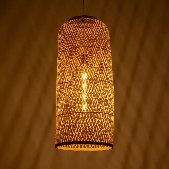 CALERO 01711 Boho Κρεμαστό Φωτιστικό Οροφής με Ντουί 1 x E27 AC 220-240V IP20 - Μπεζ - Μ30 x Π30 x Υ70cm