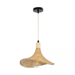 CUBA 01715 Boho Κρεμαστό Φωτιστικό Οροφής με Ντουί 1 x E27 AC 220-240V IP20 - Μπεζ - Μ33 x Π33 x Υ25cm