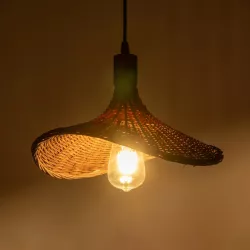 CUBA 01716 Boho Κρεμαστό Φωτιστικό Οροφής με Ντουί 1 x E27 AC 220-240V IP20 - Καφέ - Μ33 x Π33 x Υ25cm