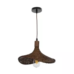 CUBA 01716 Boho Κρεμαστό Φωτιστικό Οροφής με Ντουί 1 x E27 AC 220-240V IP20 - Καφέ - Μ33 x Π33 x Υ25cm