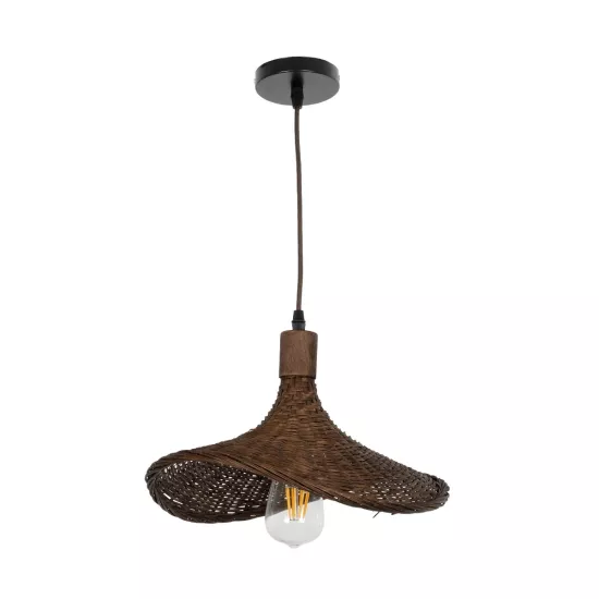 CUBA 01716 Boho Κρεμαστό Φωτιστικό Οροφής με Ντουί 1 x E27 AC 220-240V IP20 - Καφέ - Μ33 x Π33 x Υ25cm