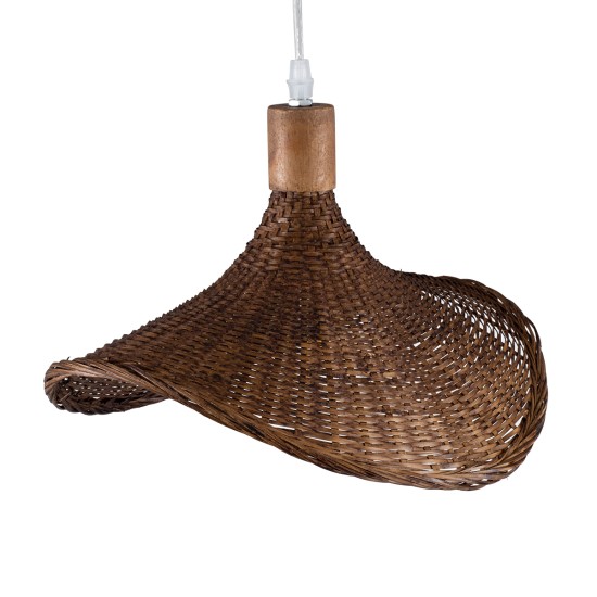 CUBA 01716 Boho Κρεμαστό Φωτιστικό Οροφής με Ντουί 1 x E27 AC 220-240V IP20 - Καφέ - Μ33 x Π33 x Υ25cm
