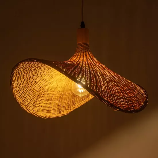 CUBA 01719 Boho Κρεμαστό Φωτιστικό Οροφής με Ντουί 1 x E27 AC 220-240V IP20 - Μπεζ - Μ53 x Π53 x Υ30cm